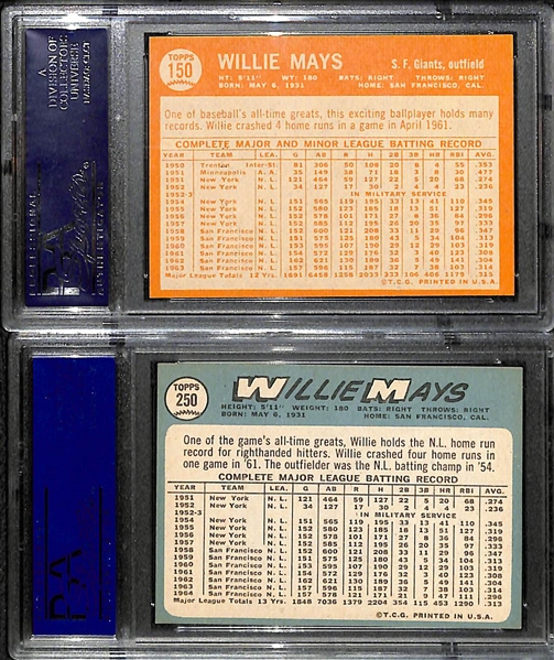 1964 and 1965 Topps Willie Mays Baseball Cards Both Graded PSA 7