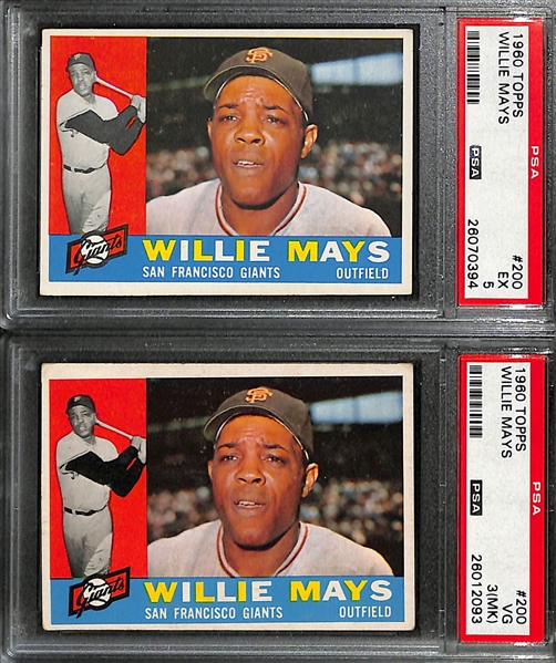 Lot of (6) 1960 and 1961 PSA and SGC Graded Willie Mays Baseball Cards