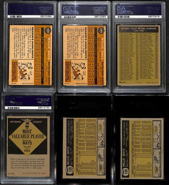 Lot of (6) 1960 and 1961 PSA and SGC Graded Willie Mays Baseball Cards