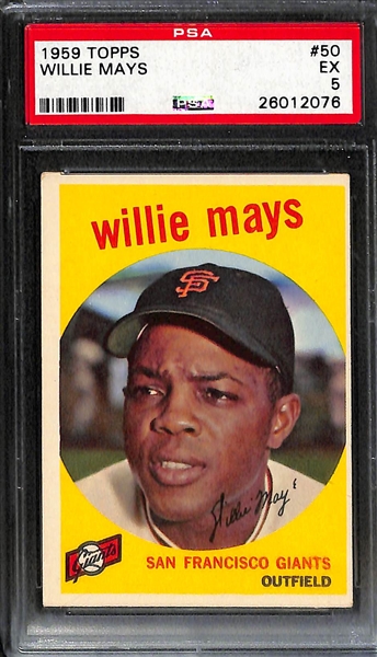 Lot of (2) 1959 Topps # 50 Willie Mays Graded PSA 6 and PSA 5