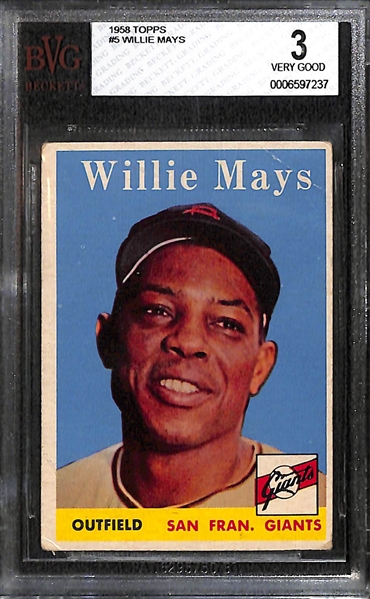Lot of (6) Mostly PSA Graded 1958 and 1959 Willie Mays Baseball Cards