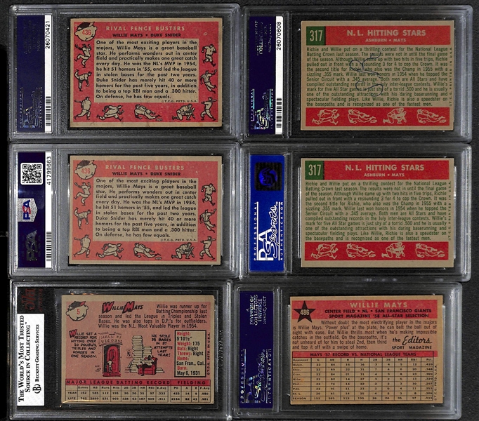 Lot of (6) Mostly PSA Graded 1958 and 1959 Willie Mays Baseball Cards