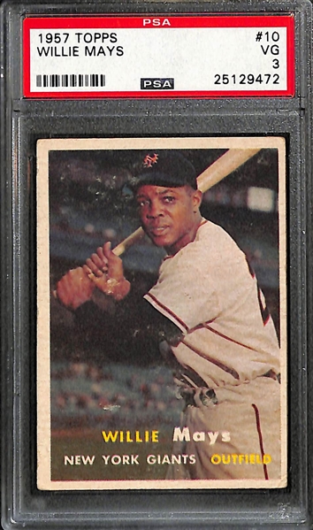 Lot of (3) PSA and SGC Graded 1956 and 1957 Willie Mays Baseball Cards