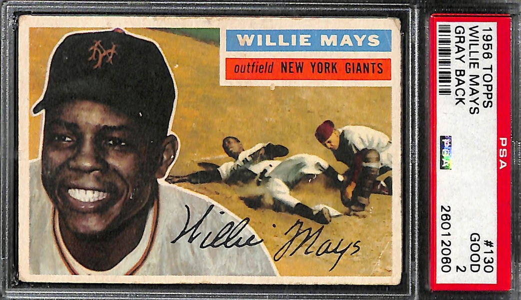 Lot of (3) PSA and SGC Graded 1956 and 1957 Willie Mays Baseball Cards