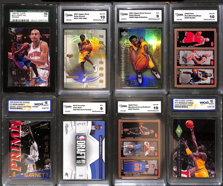 Lot of (30) Graded Basketball Mostly Rookie w. James, Bryant, Iverson, O'Neal, Westbrook, Wall, Garnett, and more
