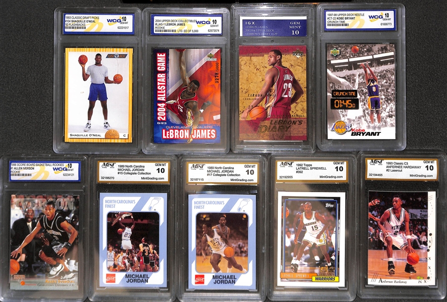 Lot of (30) Graded Basketball Mostly Rookie w. James, Bryant, Iverson, O'Neal, Westbrook, Wall, Garnett, and more