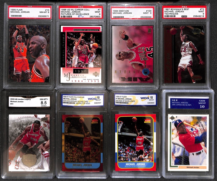 Lot of (14) Mostly Graded Michael Jordan Basketball and Baseball Cards