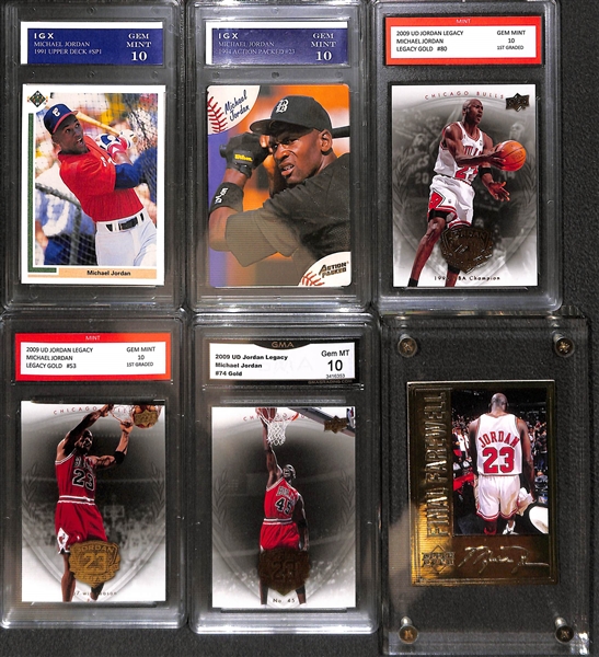 Lot of (14) Mostly Graded Michael Jordan Basketball and Baseball Cards