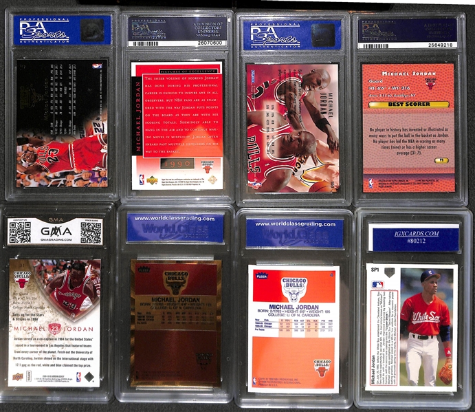 Lot of (14) Mostly Graded Michael Jordan Basketball and Baseball Cards