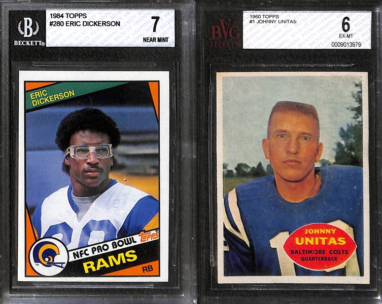 Lot of (11) BGS Graded Football Mostly Rookies w. Favre, Dorsett, Dickerson, and Unitas