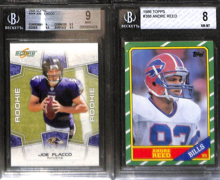 Lot of (11) BGS Graded Football Mostly Rookies w. Favre, Dorsett, Dickerson, and Unitas