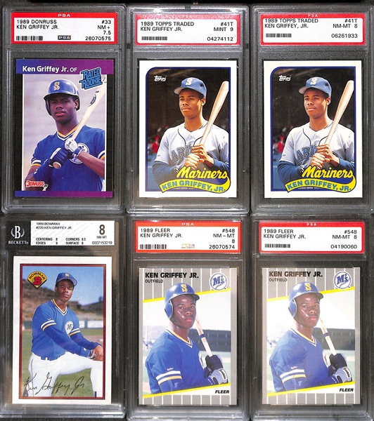 Lot of (25+) Mostly 1980s and 90s Baseball Graded Rookies w. (7) Ken Griffey Jr. PSA Rookies
