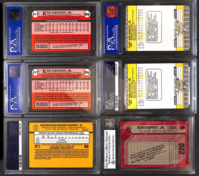Lot of (25+) Mostly 1980s and 90s Baseball Graded Rookies w. (7) Ken Griffey Jr. PSA Rookies