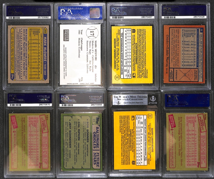 Lot of (20+) 1980s Through Early 1990s PSA and BGS Graded Baseball Mostly Rookies w. Gwynn, Maddux, Sosa, Bonds, Ichiro, Ripken, Clemens, and More