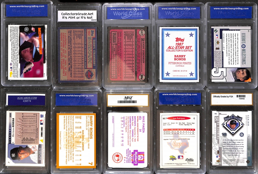 Lot of (40+) Mostly Late 1980s-2000s Baseball Graded Rookies w. Trout, Ichiro, Jeter, Pujols, Bonds, Rodriguez, Rivera and Many More
