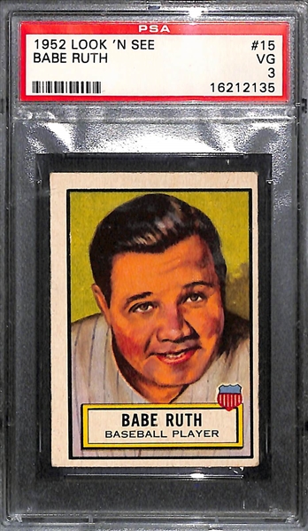 Lot of (2) 1952 Look 'N See Babe Ruth # 15 Graded PSA 3 and BGS 1