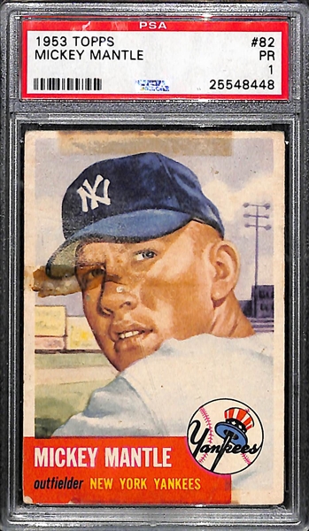 1953 Topps Mickey Mantle Graded PSA 1