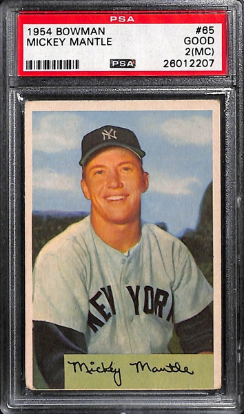 Lot of (3) PSA and BGS 1954 Bowman # 65 Mickey Mantle Baseball Cards