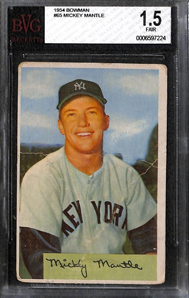 Lot of (3) PSA and BGS 1954 Bowman # 65 Mickey Mantle Baseball Cards