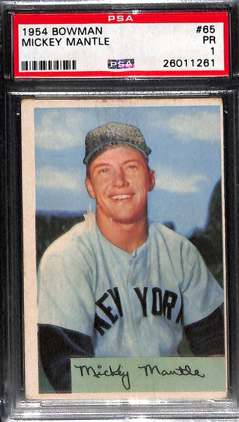 Lot of (3) PSA and BGS 1954 Bowman # 65 Mickey Mantle Baseball Cards