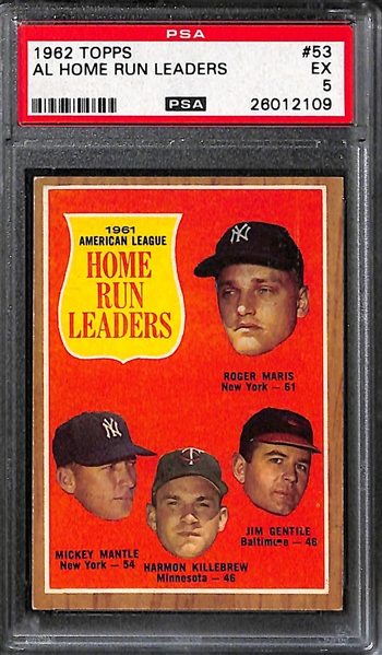 Lot of (4) 1962 Graded Baseball Cards Feat. Mickey Mantle and Willie Mays