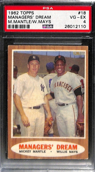 Lot of (4) 1962 Graded Baseball Cards Feat. Mickey Mantle and Willie Mays