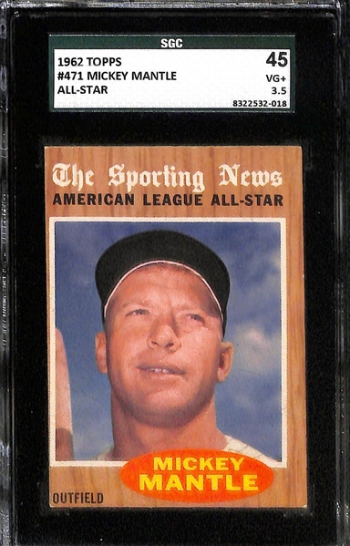 Lot of (4) 1962 Graded Baseball Cards Feat. Mickey Mantle and Willie Mays