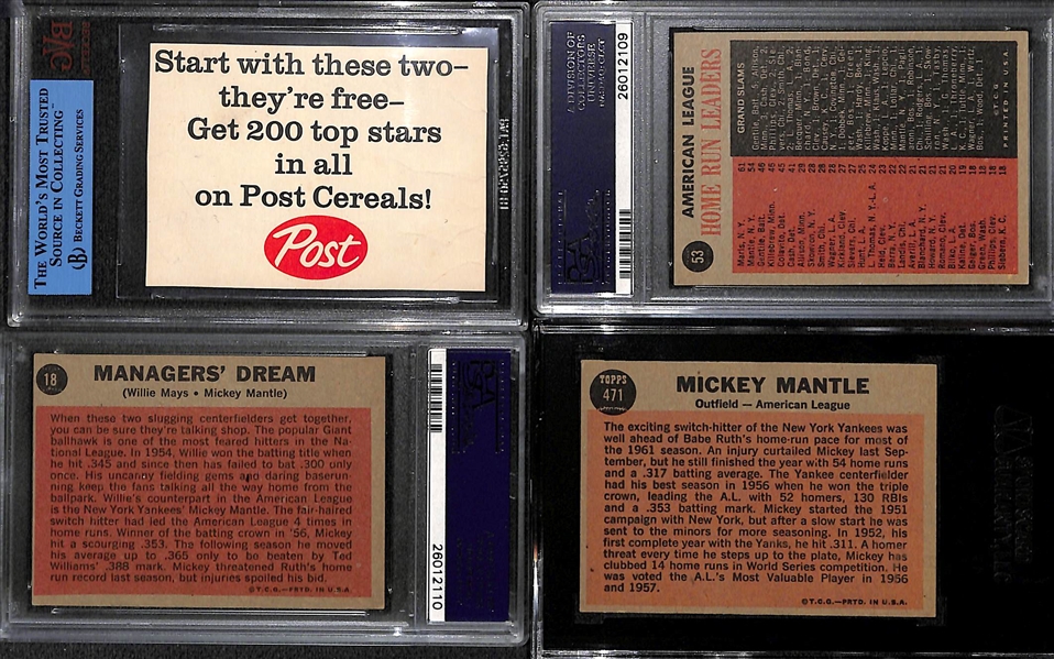 Lot of (4) 1962 Graded Baseball Cards Feat. Mickey Mantle and Willie Mays