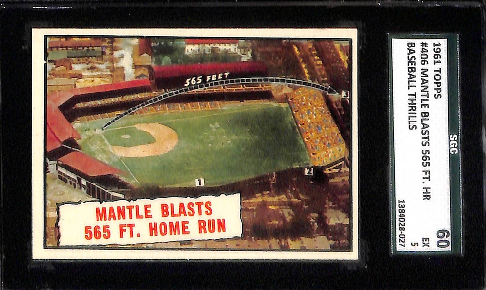 Lot of (4) 1961 Topps Graded Baseball Cards Feat. Mickey Mantle