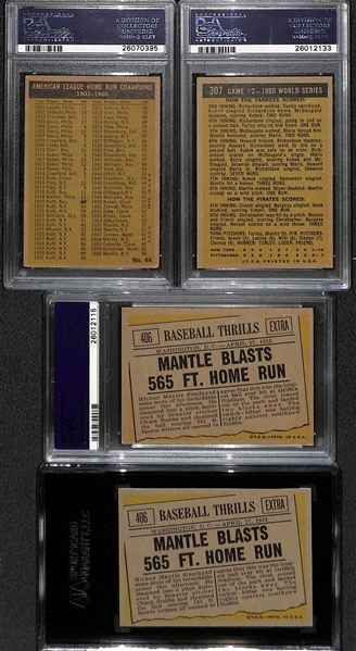 Lot of (4) 1961 Topps Graded Baseball Cards Feat. Mickey Mantle