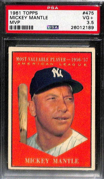 Lot of (4) 1961 Topps # 475 Mickey Mantle MVP All PSA Graded