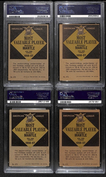 Lot of (4) 1961 Topps # 475 Mickey Mantle MVP All PSA Graded
