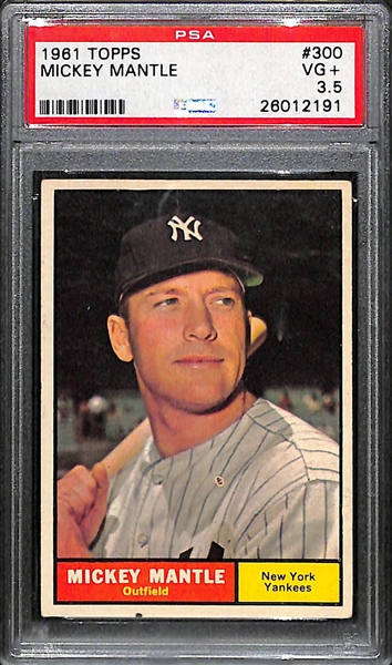 1961 Topps # 300 Mickey Mantle Graded PSA 3.5 