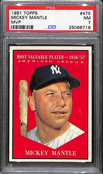 1961 Topps # 475 Mickey Mantle MVP Graded PSA 7 Near Mint