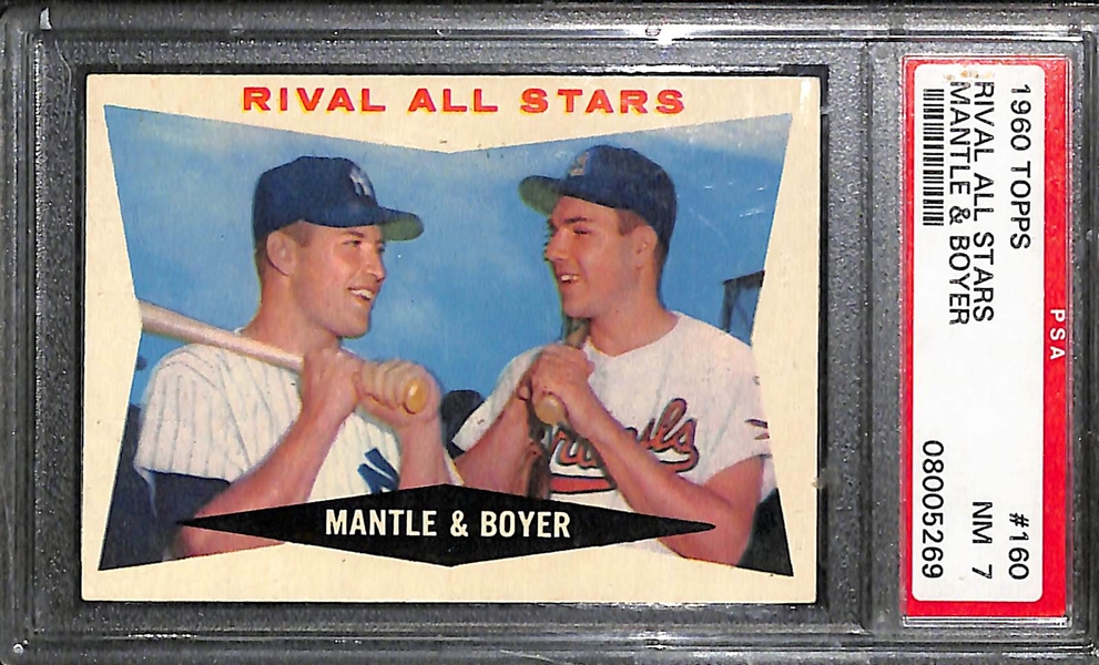 Lot of (3) 1960 Topps # 160 Rival All Stars Mantle & Boyer All PSA Graded