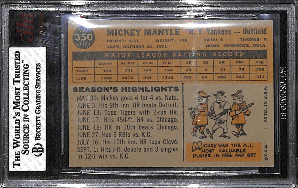 1960 Topps # 350 Mickey Mantle Graded BGS 5.5 