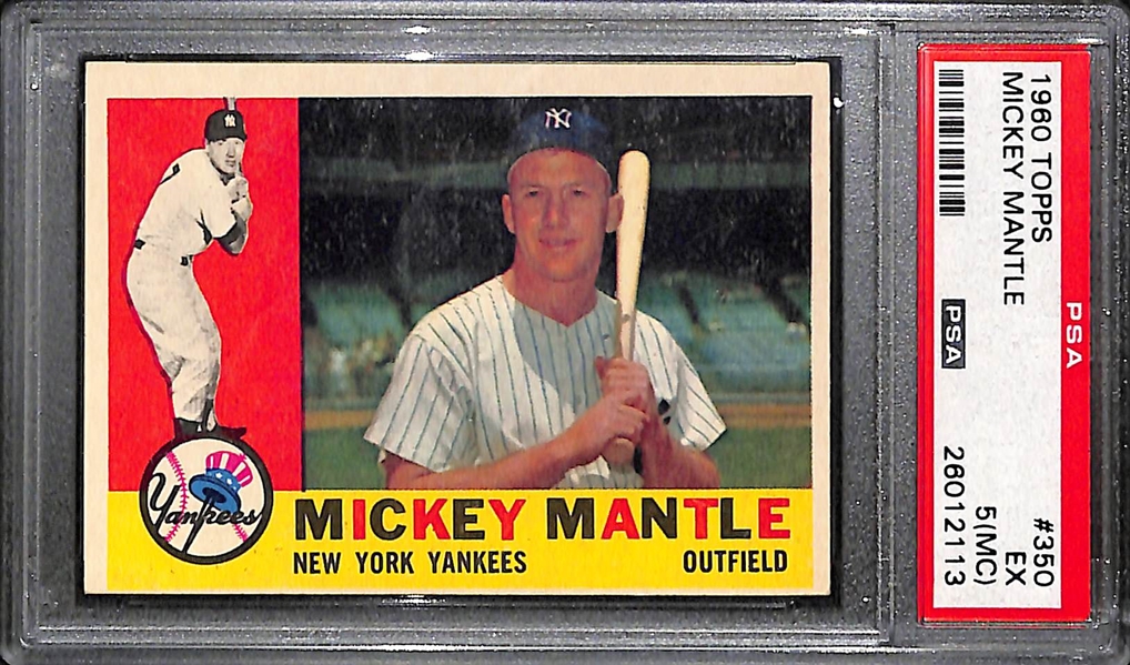 1960 Topps # 350 Mickey Mantle Graded PSA 5 (MC)