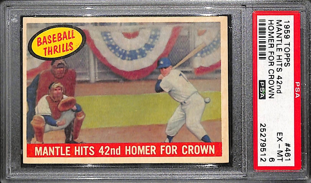 Lot of (3) 1959 Topps Graded Baseball Cards Featuring Mickey Mantle