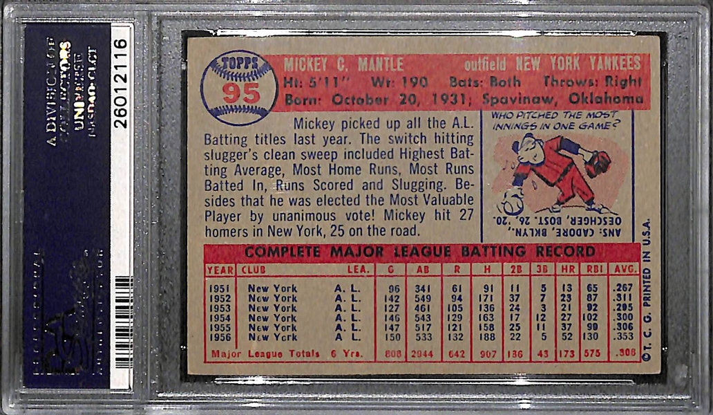 1957 Topps # 95 Mickey Mantle Graded PSA 4.5