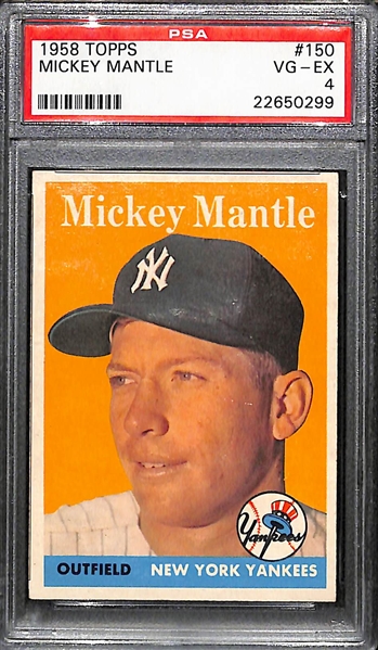 1958 Topps # 150 Mickey Mantle Graded PSA 4