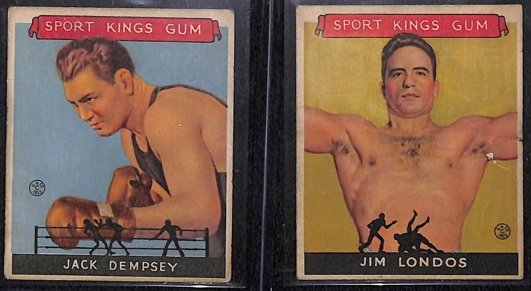 Lot of (2) 1933 Sport Kings Gum Boxing Cards w. Jack Dempsey & Wrestler Jim Londos