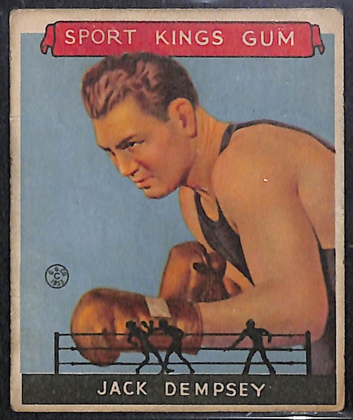 Lot of (2) 1933 Sport Kings Gum Boxing Cards w. Jack Dempsey & Wrestler Jim Londos