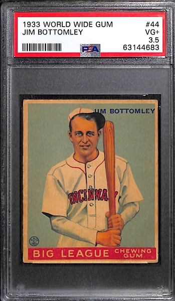 1933 World Wide Gum Jim Bottomley (#44) PSA 3.5 & 1934 World Wide Gum Carl Hubbell (#71) PSA 2
