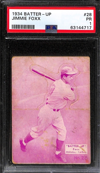 1935 Goudey 4-in-1 #2A (w. Frankie Frisch & Dizzy Dean) PSA 5 & 1934 Batter-Up Jimmie Fox #28 PSA 1 