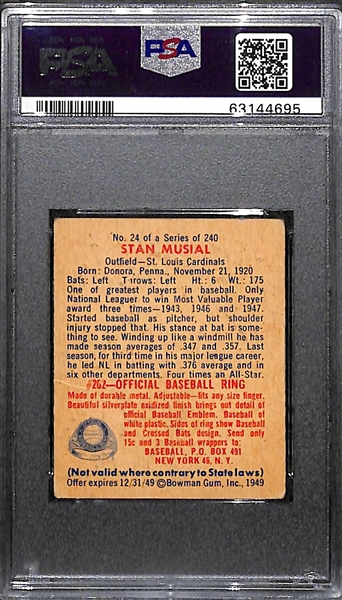 1949 Bowman Stan Musial #24 Graded PSA 3 VG