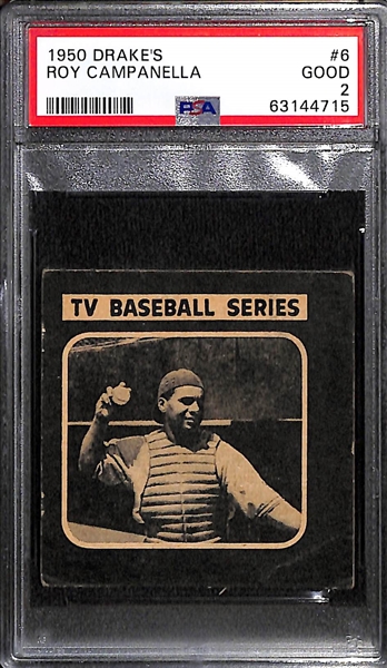1950's Drake's Lot - Roy Campanella #6 (PSA 2), Yogi Berra (Hand Cut/Trimmed)