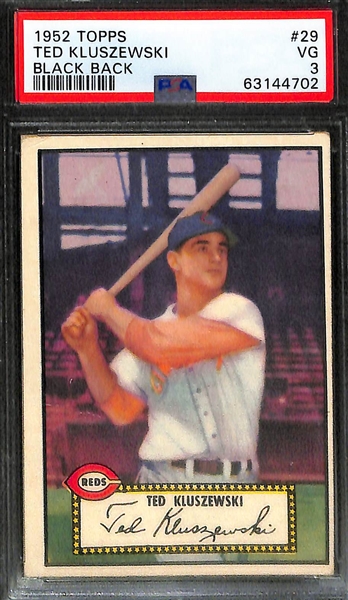 (4) 1952 Topps Graded Cards - Billy Martin Rookie (PSA 2.5), B. Chipman HIgh Number #388 PSA 2, Duke Snider PSA 2,(MK), Ted Kluszewski PSA 3