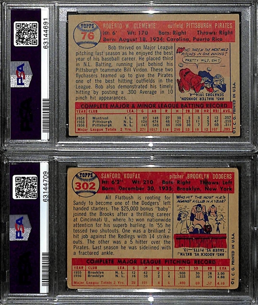 1957 Topps Lot - Roberto Clemente #76 (PSA 3) & Sandy Koufax #302 (PSA 2)