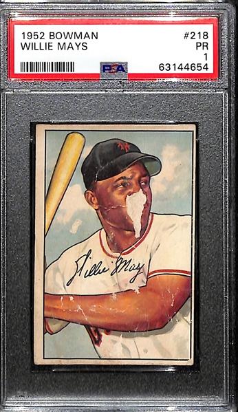 1952 Bowman Willie Mays #218 Graded PSA 1 PR (2nd Year Card)
