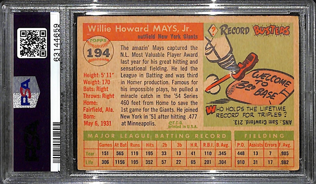 1955 Topps Willie Mays #194 Graded PSA 2.5 GD